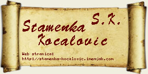 Stamenka Kočalović vizit kartica